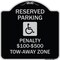 Signmission Reserved Parking Penalty $100 to $500 Tow-Away Zone withAluminum Sign, 18" x 18", BS-1818-22989 A-DES-BS-1818-22989 - alternate 1